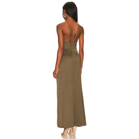 Significant Other Aria Dress Gown Green Asymmetrical US12 AU16 Cowl Neck Satin - Picture 2 of 9